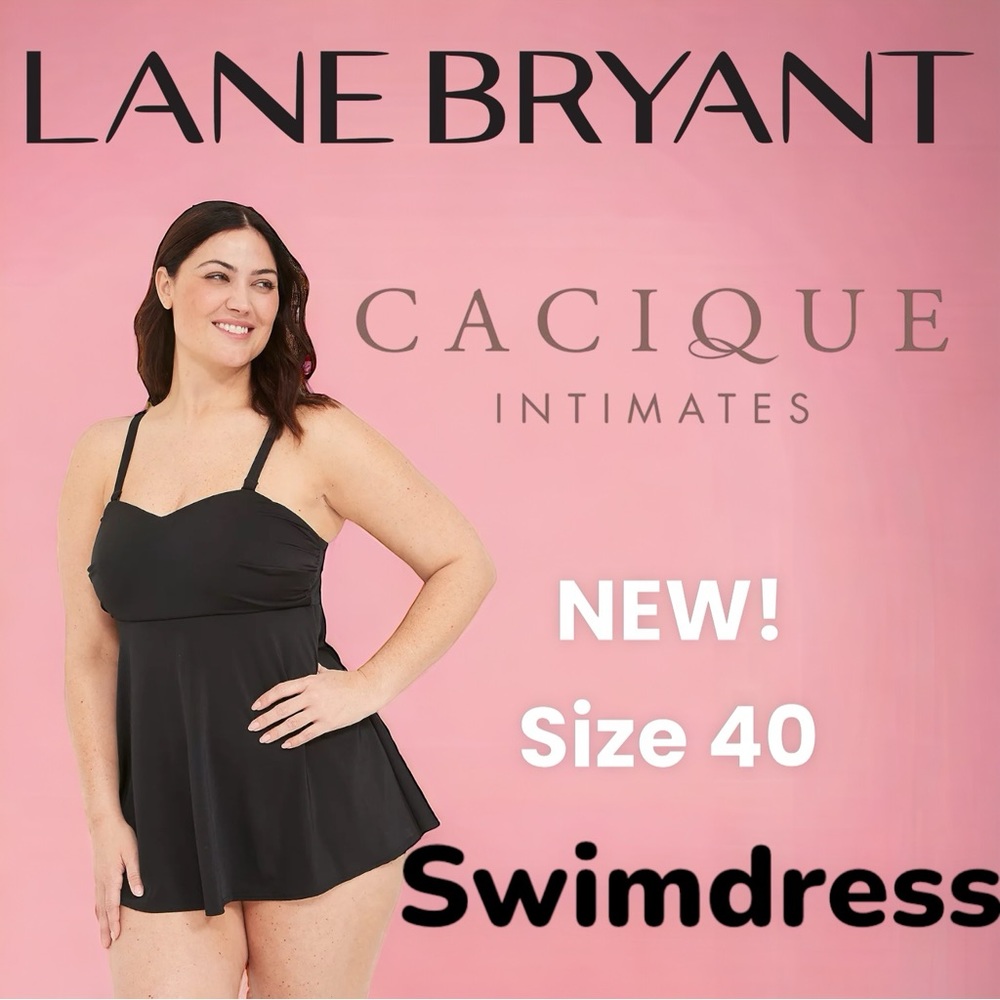 Lane‎ Bryant Swim | NWT! Womens Plus Size Black Swimdress in Size 40